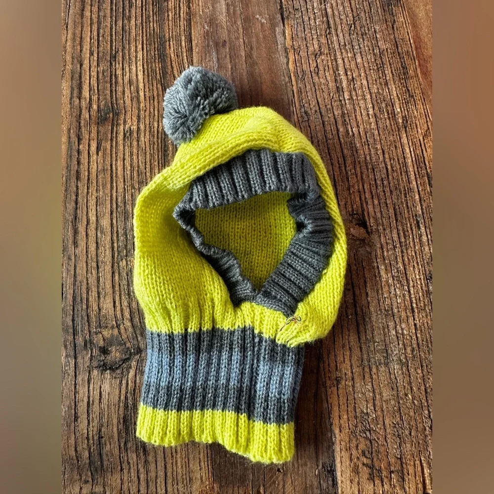 FRIENDS Bright Yellow and Gray Dog Knit Hat